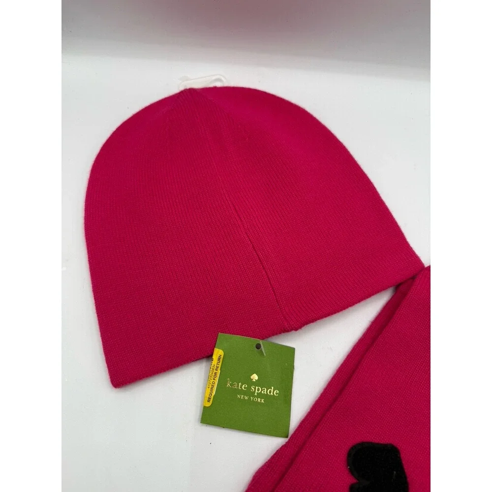 HOT PINK Kate Spade New York Fingerless Gloves/Arm Warmer & MATCHING BEANIE HAT!